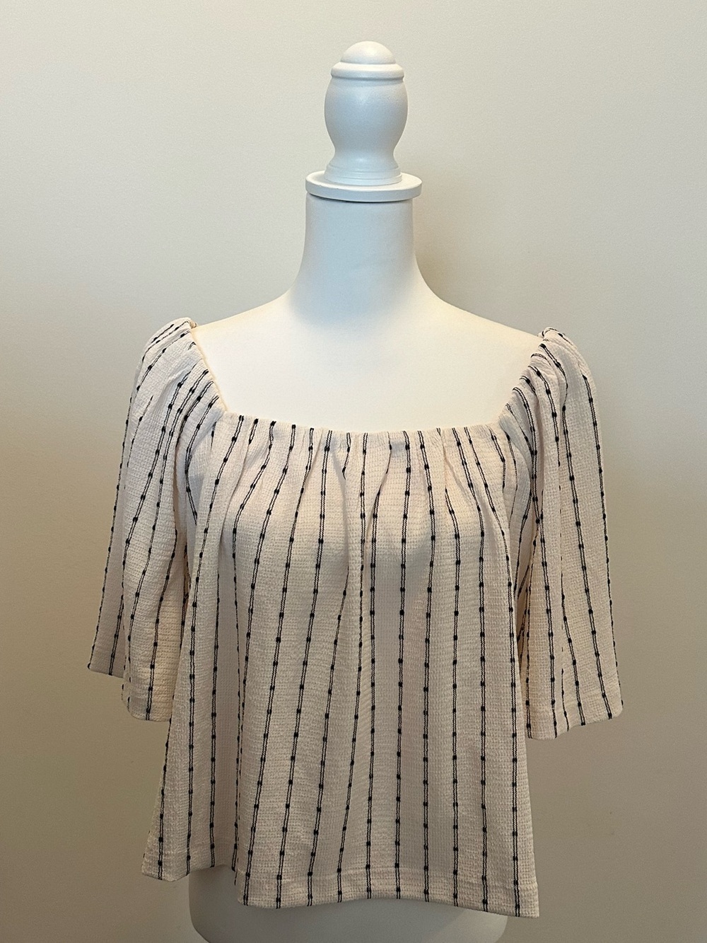 LOFT Women’s Square-Neck Striped Flutter Sleeve Blouse